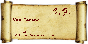 Vas Ferenc névjegykártya